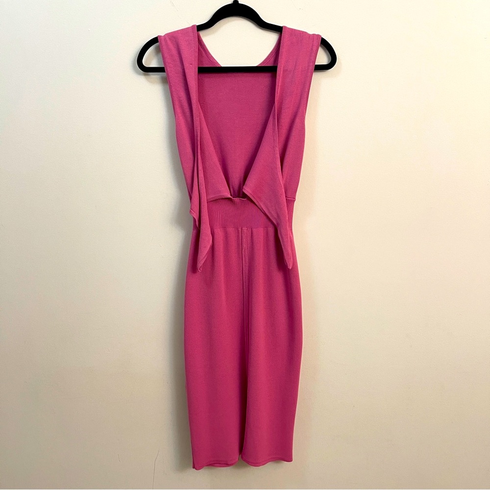 Eva Mendes for New York & Company Sleeveless Blouson Tied V-Back Knit Dress - XS - Picture 2 of 13